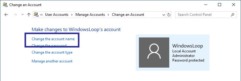 Windowsユーザーアカウントの名前を変更する04 Windowsユーザーアカウントの名前を変更する04